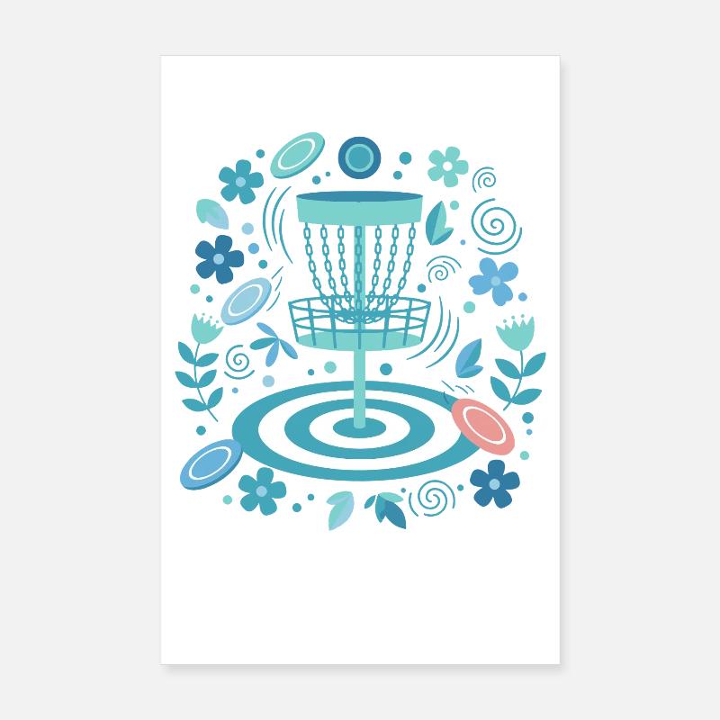 Panier de disc golf, décor floral de disc golf volant Divertissement Poster 20 x 30 cm