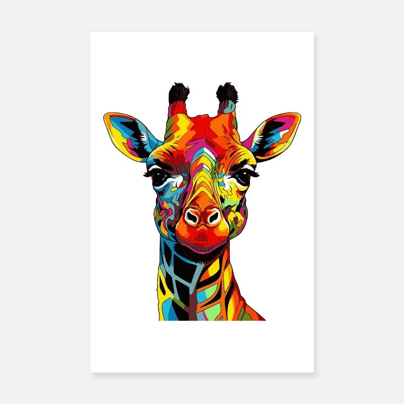 Portrait de girafe Pop Art Poster 20 x 30 cm