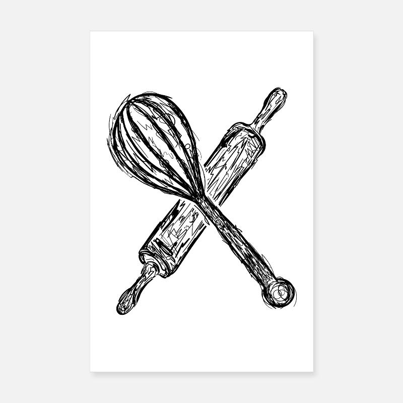 Rolling pin and hand mixer Poster 8" x 12" (20x30 cm)