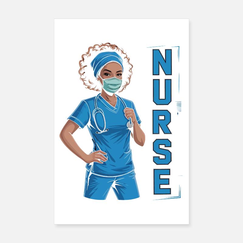 Blaue Pflegerin Power Poster 20x30 cm