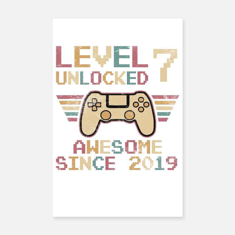7th Birthday Level Unlocked Poster 8" x 12" (20x30 cm)
