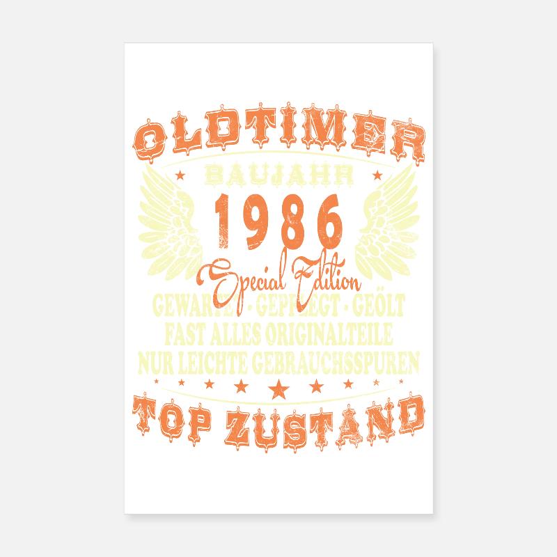 1986 Geboren Geburtstag Oldtimer Poster 20x30 cm