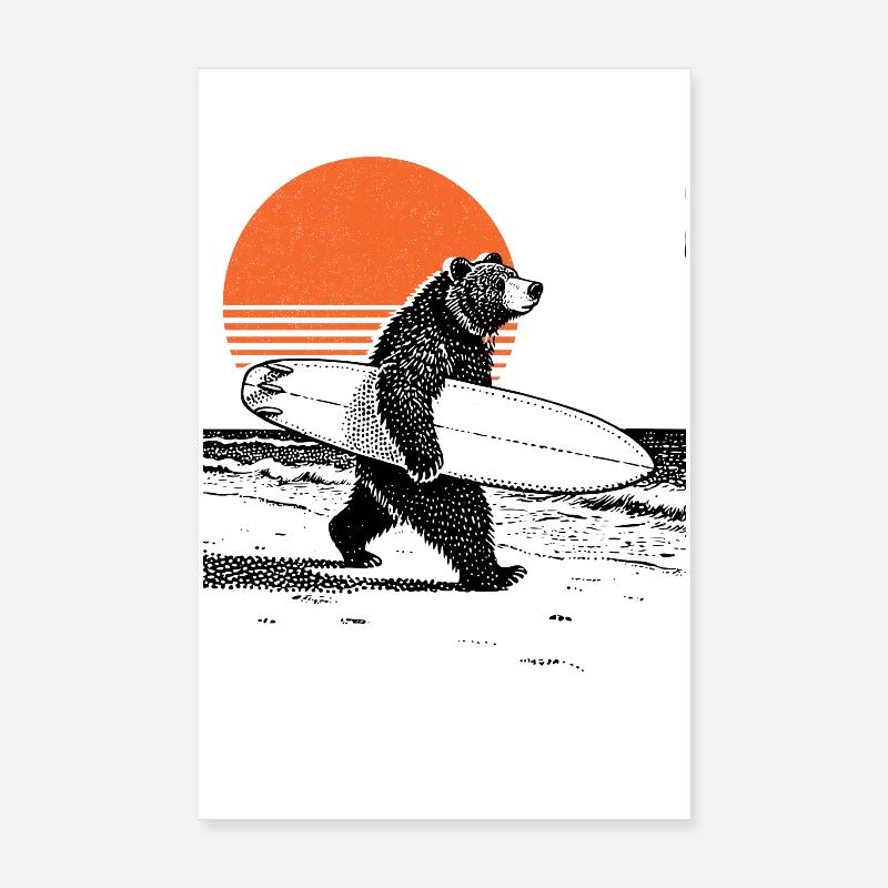 Bär mit Board Poster 20x30 cm