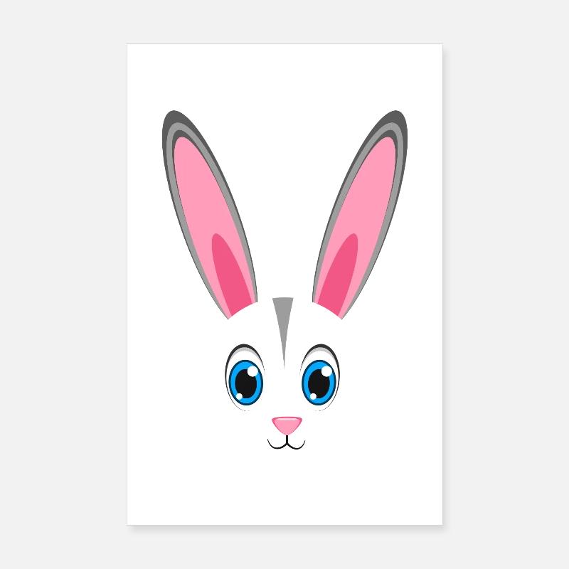 Cute Rabbit Face Kawaii Bunny Easter Lazy Costume Poster 8" x 12" (20x30 cm)