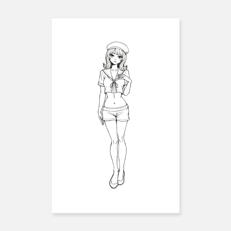 Style rétro Pin-up Sailor Navy Poster 20 x 30 cm