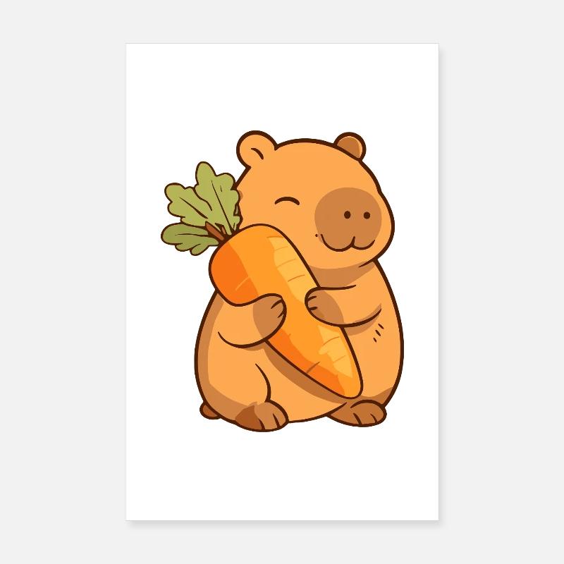 Capybara mit Karotte – entspannt & niedlich Poster 20x30 cm