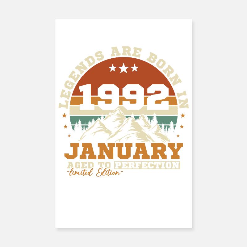 Januar 1992 Vintage-Retro-Geburtstagsgeschenk Poster 20x30 cm