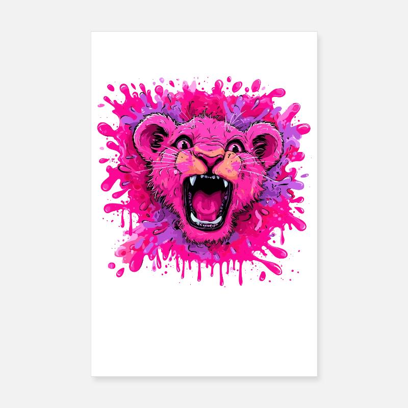Lion rose dans une touche de couleur Poster 20 x 30 cm