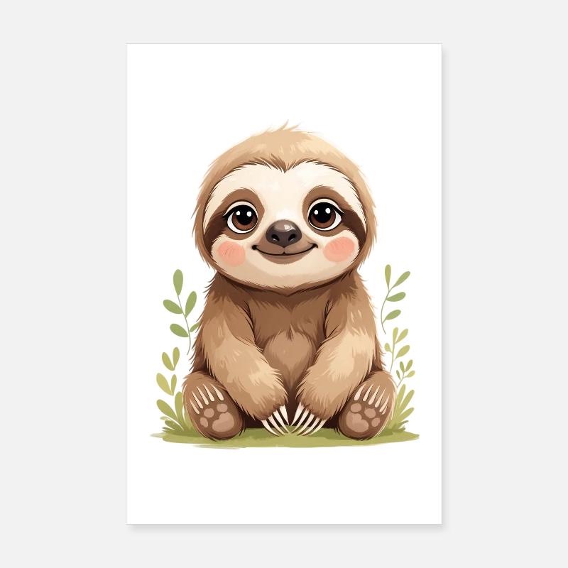 Cute Sloth Sitting Poster 8" x 12" (20x30 cm)