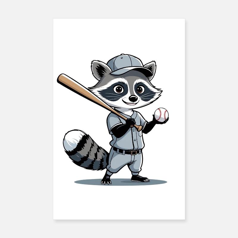Waschbär Baseballheld Poster 20x30 cm