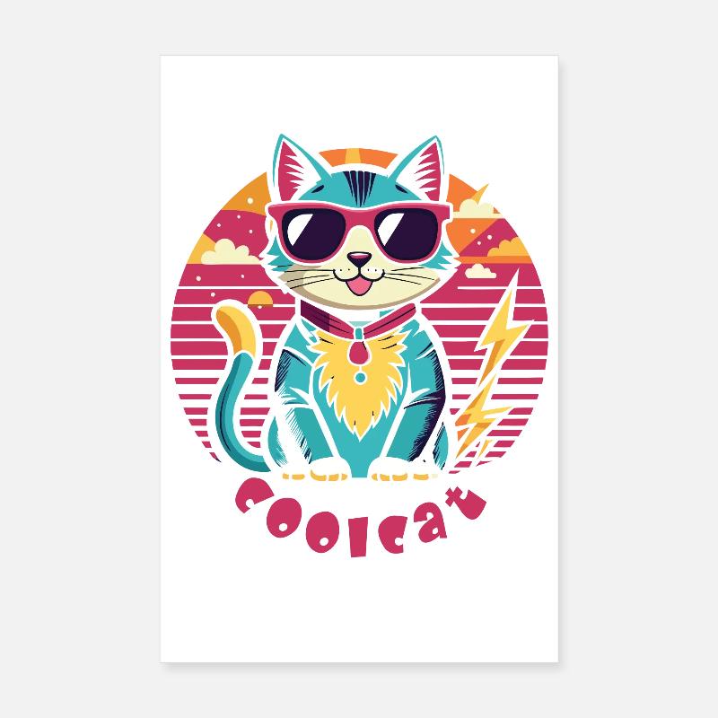 Chat cool avec des lunettes de soleil Poster 20 x 30 cm
