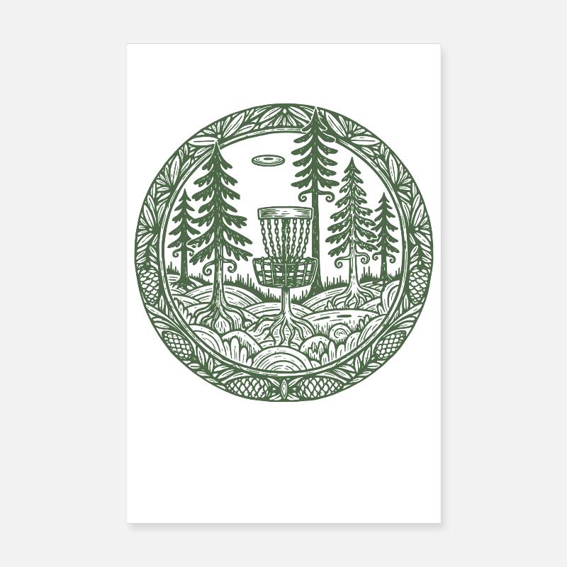 Scène du parcours Flying Disc Golf Basket Forest Poster 20 x 30 cm