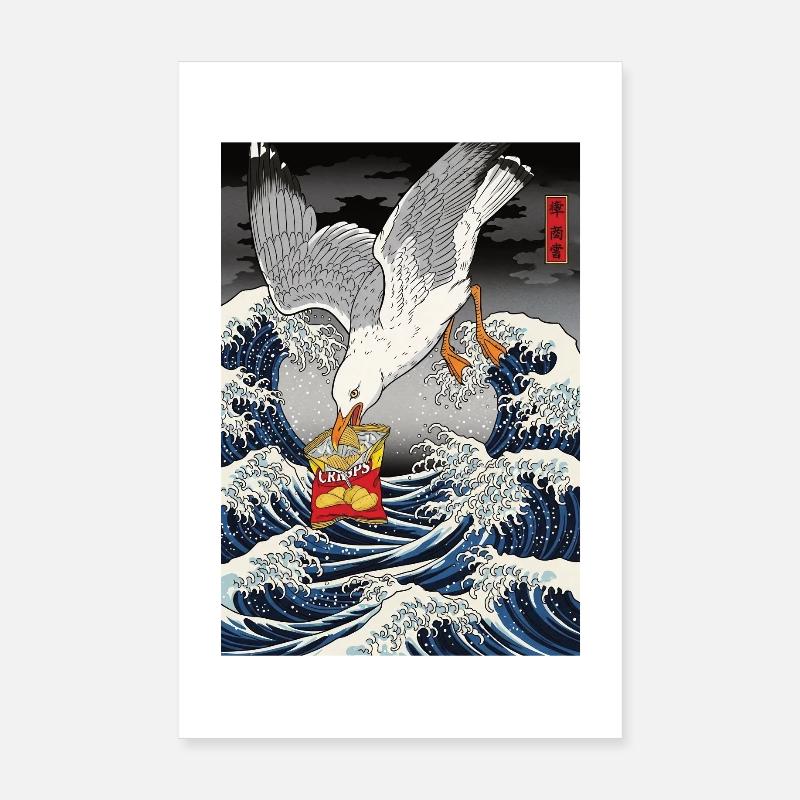 Mouettes vole des chips Drôle Poster 20 x 30 cm