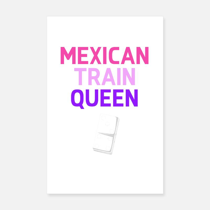 Domino Mexican Train - Poster 20x30 cm - Weiß