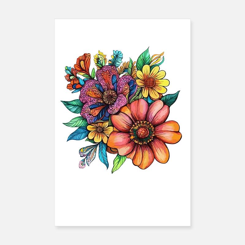 Fleurs splendantes couleurs néon Poster 20 x 30 cm