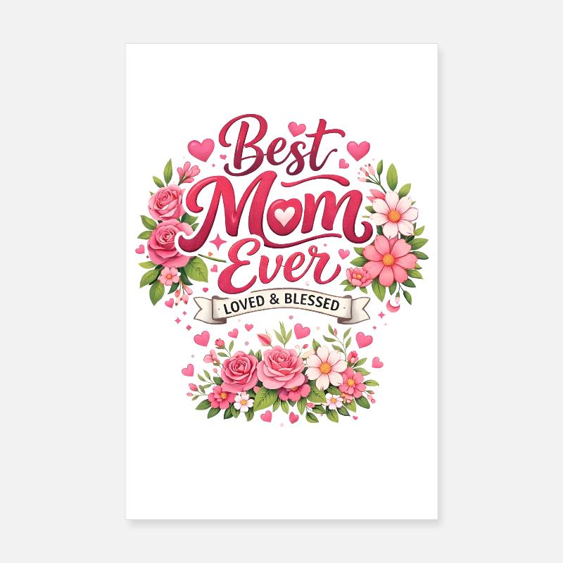 Couronne de fleurs de la meilleure maman de tous les temps Poster 20 x 30 cm