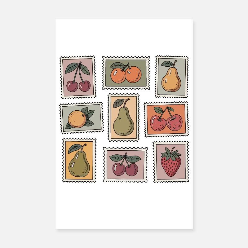 Pastellfruchtstempel-Muster Poster 20x30 cm