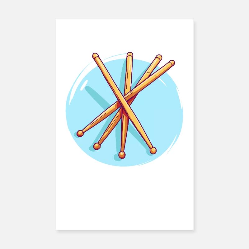 Dessin de baguettes de batterie Poster 20 x 30 cm