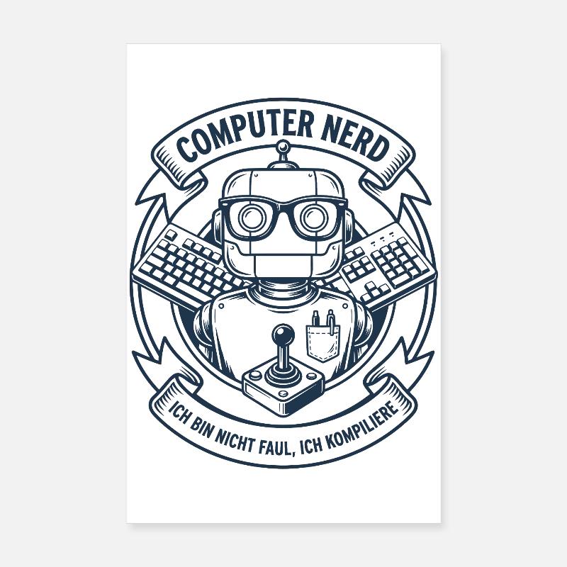 Logo du robot nerd informatique Poster 20 x 30 cm