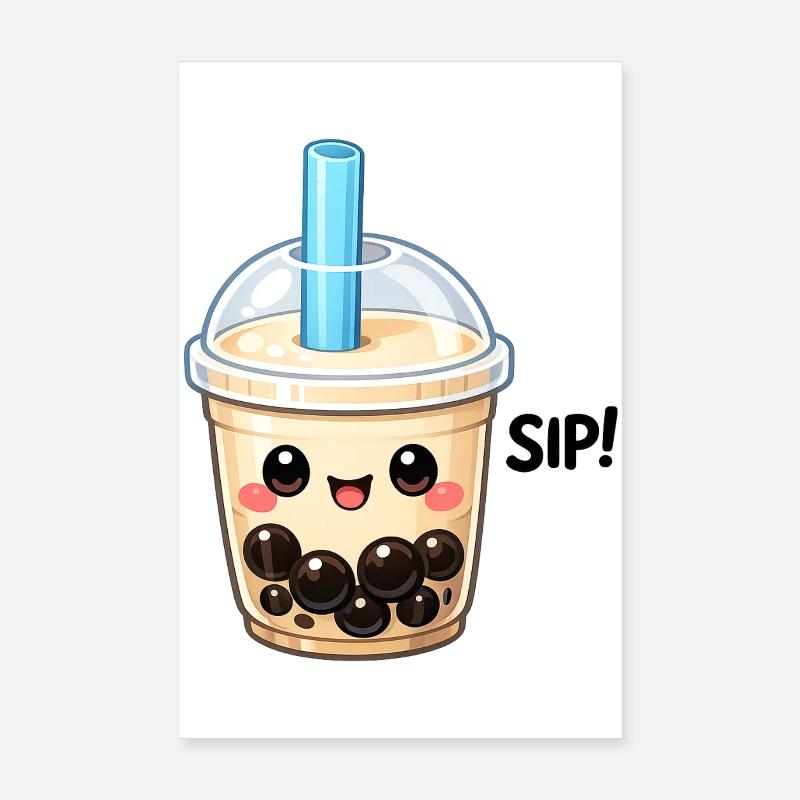 Kawaii Boba Milk Tea Mug Poster 8" x 12" (20x30 cm)