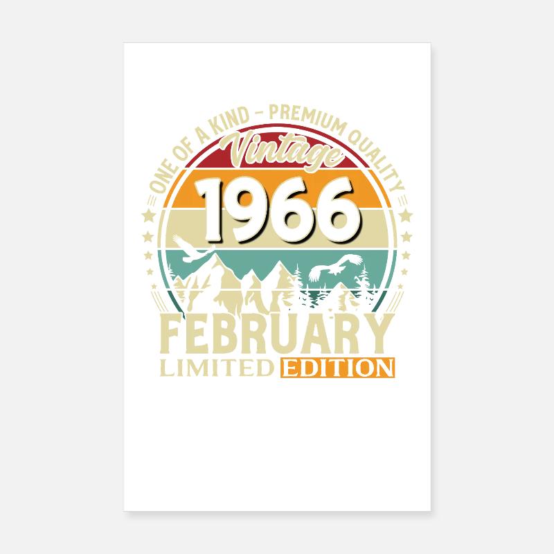 60e anniversaire février 1966 Millésime Poster 20 x 30 cm