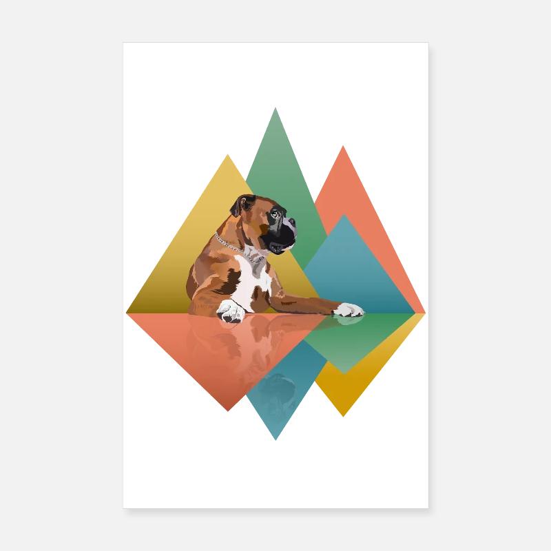 Boxer Dog Geometric Poster 20 x 30 cm