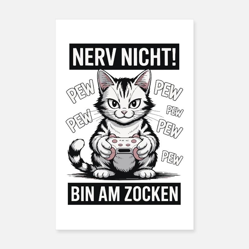 Courage Not I Gaming Cat Design Poster 20 x 30 cm