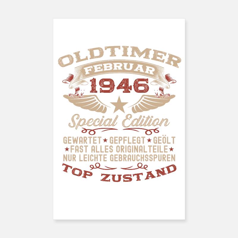 80e anniversaire Oldtimer Février 1946 Poster 20 x 30 cm