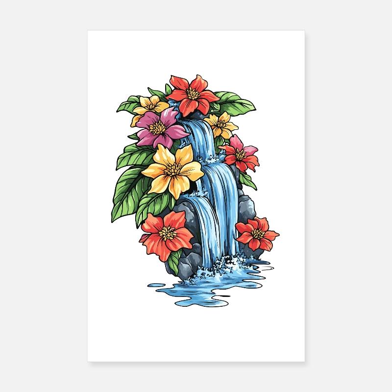 Hibiscus de la cascade tropicale Poster 20 x 30 cm