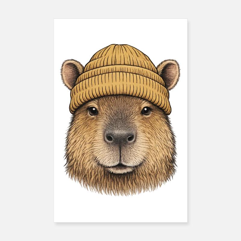 Capybara avec coiffe Poster 20 x 30 cm
