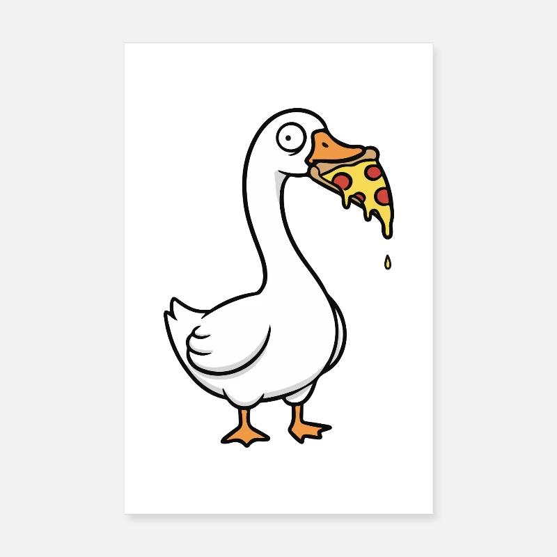 Une oie stupide vole la pizza Poster 20 x 30 cm