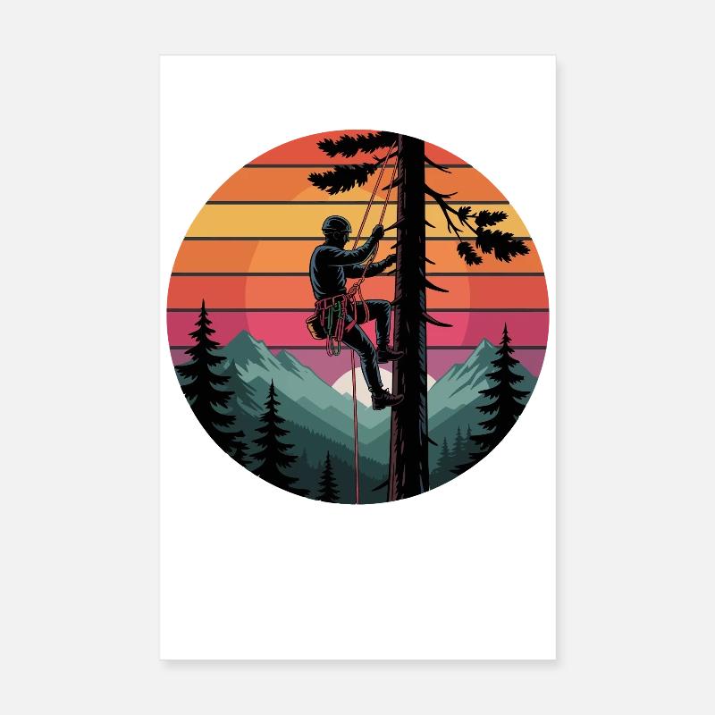 Kletterer im Abendrot Waldlandschaft Poster 20x30 cm
