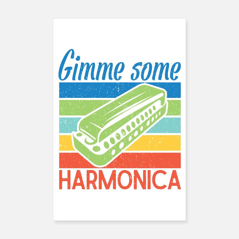 Funny Harmonica Player Gimme Some Harmonica Poster 8" x 12" (20x30 cm)