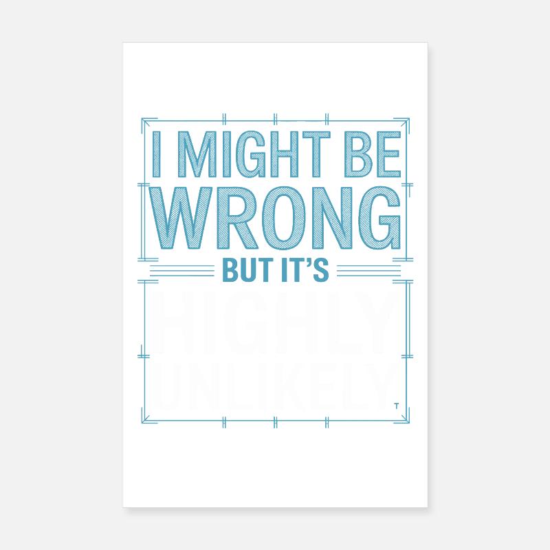 Might Be Wrong But Highly Unlikely Know-It-All Poster 8" x 12" (20x30 cm)