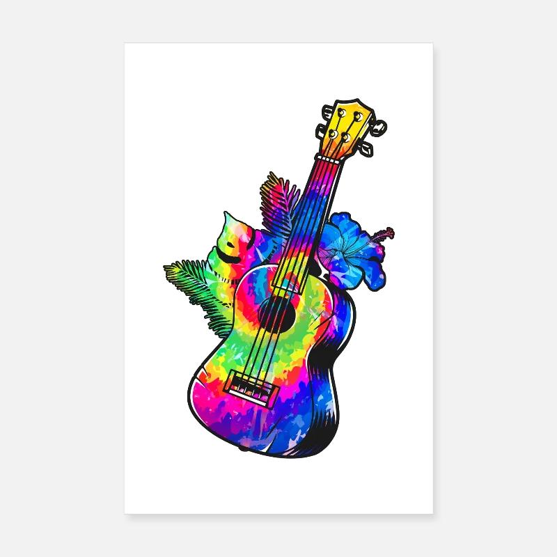 Ukulélé hawaïen Ukulélé Tie Dye Poster 20 x 30 cm