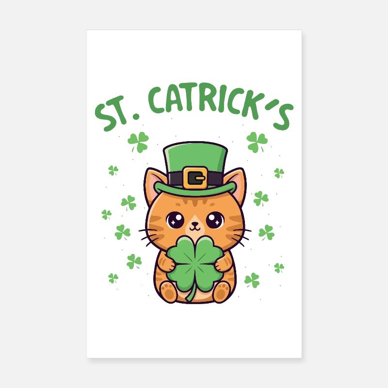 St Catrick’s Day Irish Cat Lover Poster 8" x 12" (20x30 cm)