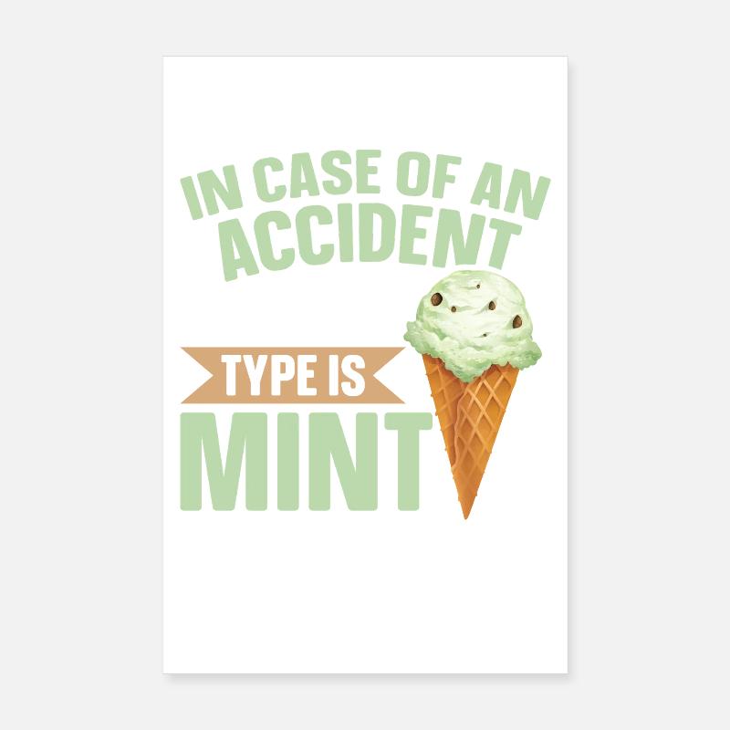 Mint Chocolate Chip Flavour Waffle Cone Mint Poster 8" x 12" (20x30 cm)