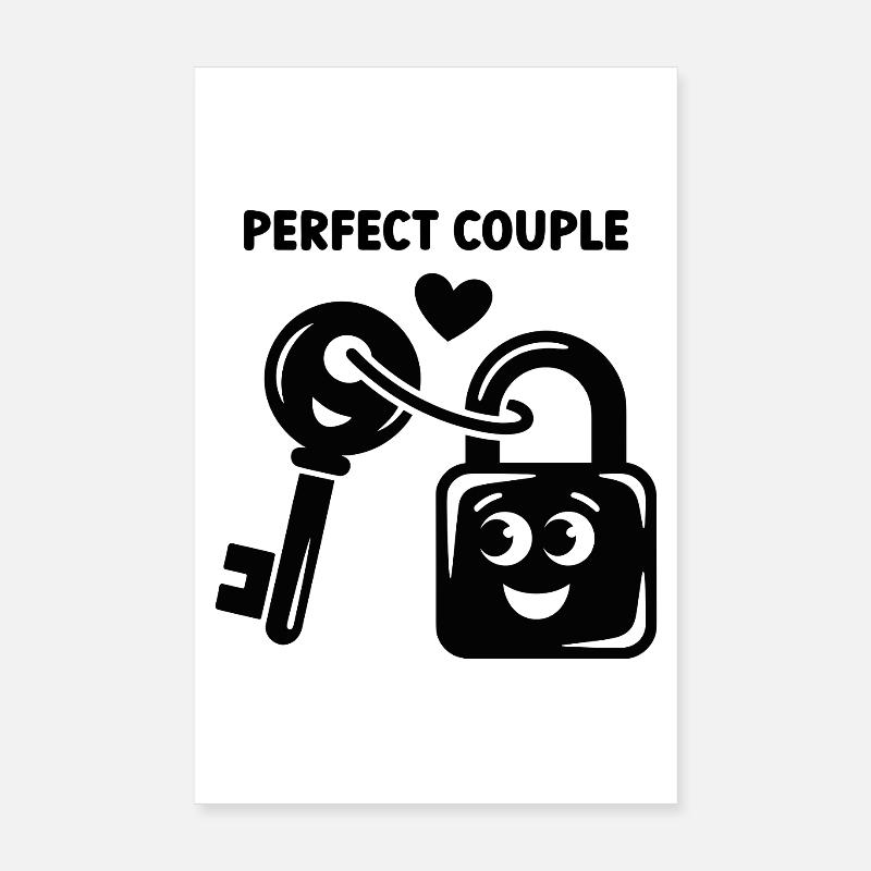 Clé de mon cœur Serrure et clé mignonnes Poster 20 x 30 cm
