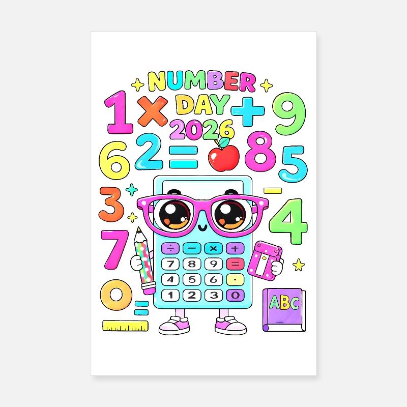 Kawaii Calculator Classroom Theme Poster 8" x 12" (20x30 cm)