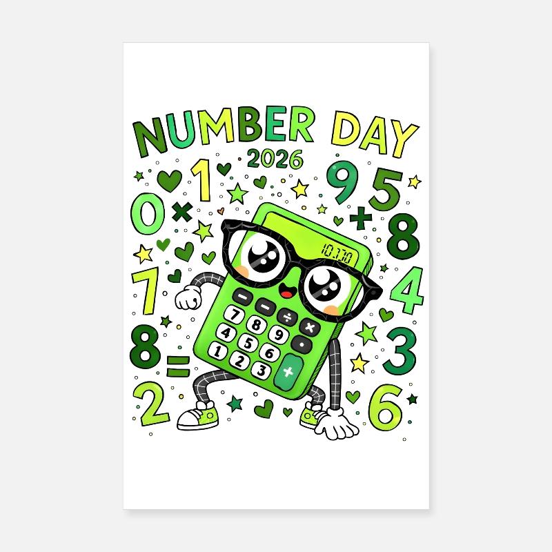 Nummer Tag 2026 Neon-Rechner Held Poster 20x30 cm