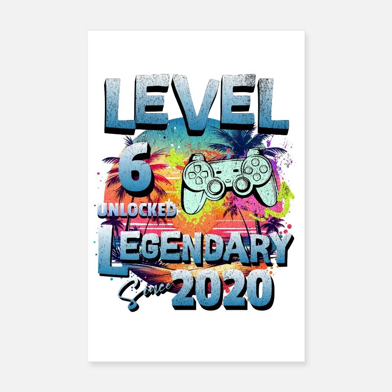 Level 6 years Unlocked since 2020 Birthday Poster 8" x 12" (20x30 cm)
