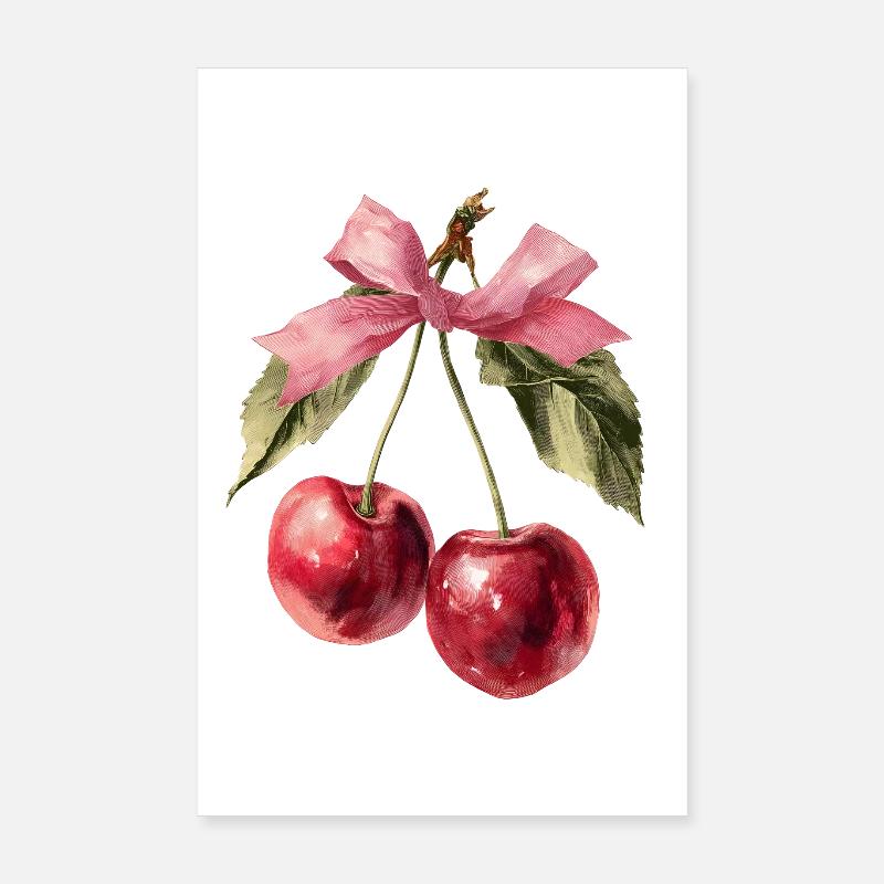 Cerises avec ruban | Saint-Valentin - Amour Poster 20 x 30 cm
