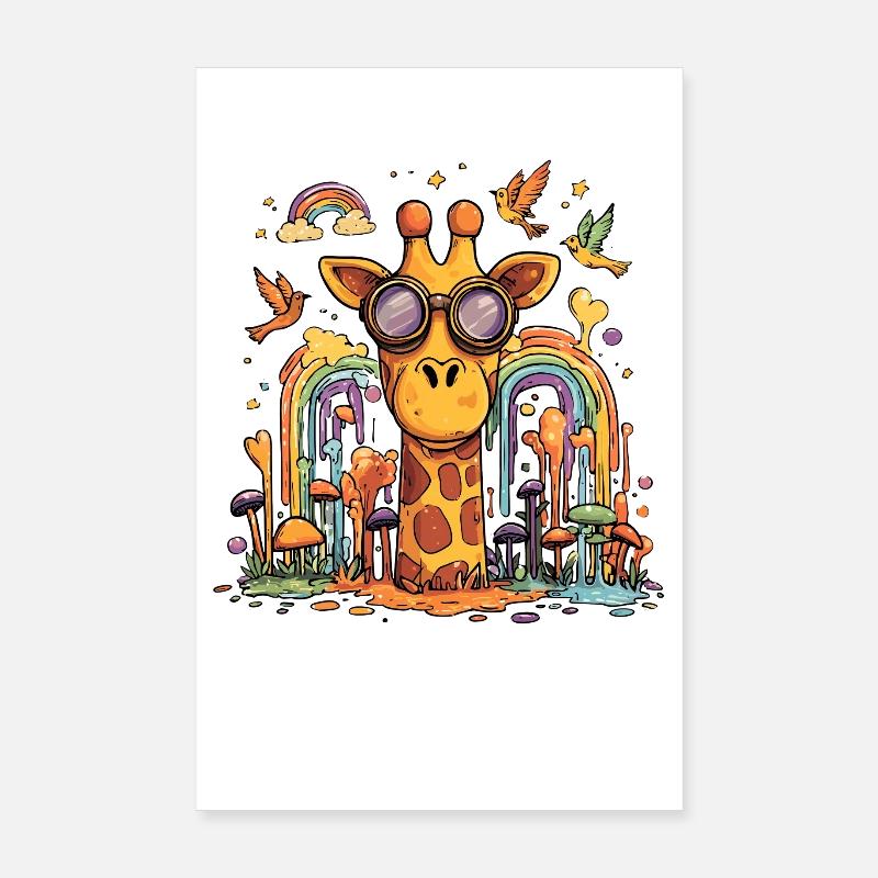 Giraffe im Regenbogenwald Poster 20x30 cm