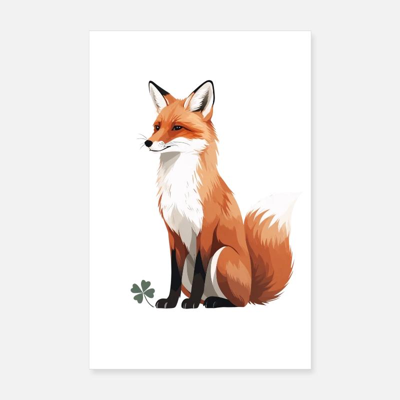 Sitting fox with shamrock Poster 8" x 12" (20x30 cm)
