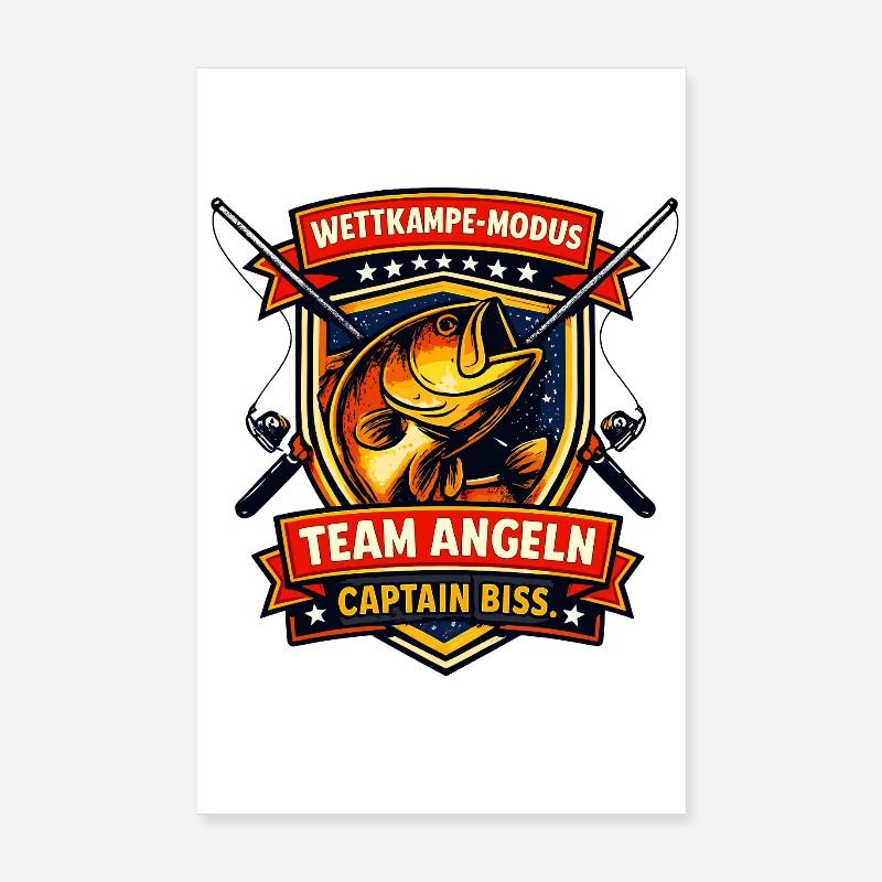 Team Angeln: Captain Biss Wettkampfmodus Poster 20x30 cm