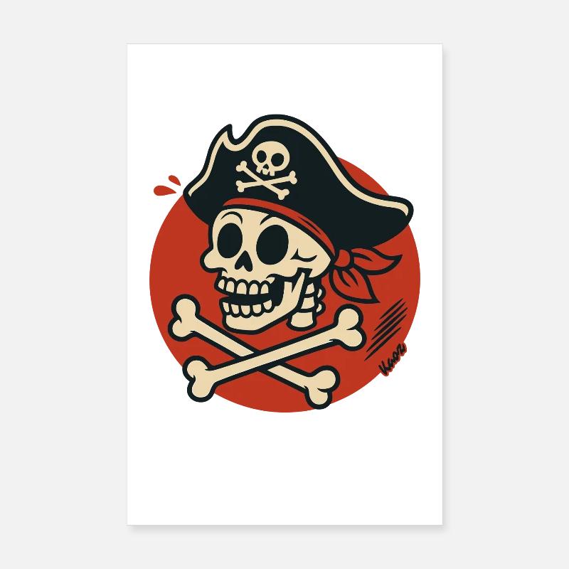 Pirate skull with bone Poster 8" x 12" (20x30 cm)
