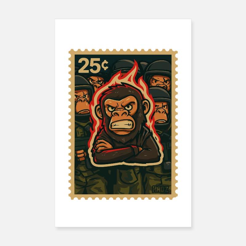 Protestation du Feu et des Singes Poster 20 x 30 cm