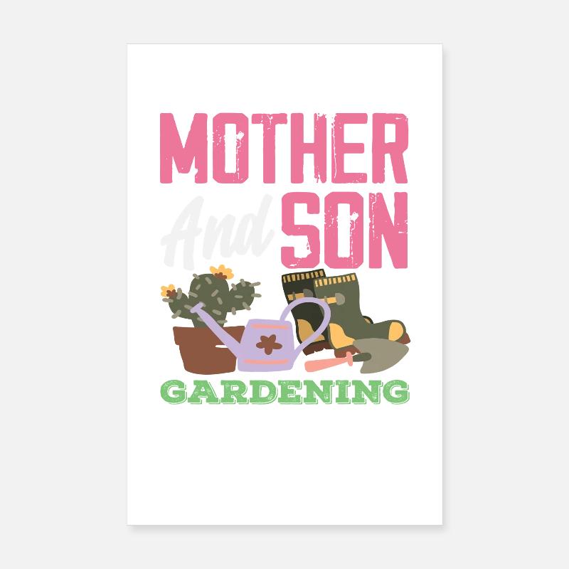 Mutter Sohn Gartenarbeit Garten Pflanzenliebhaber Poster 20x30 cm