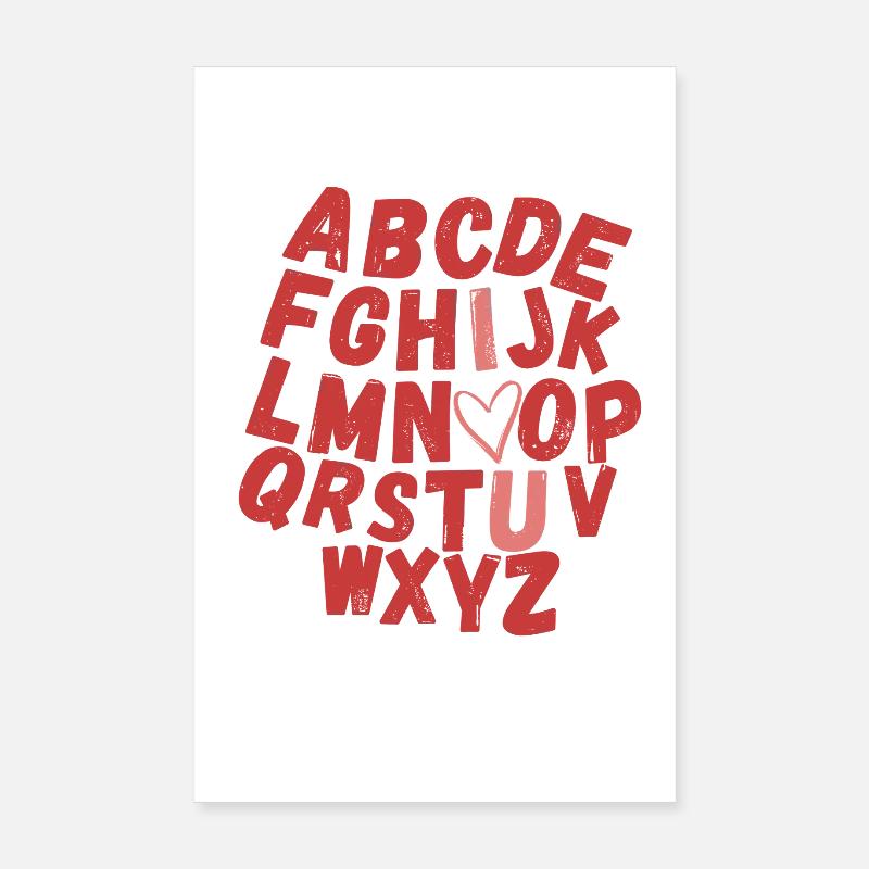 Imprimé de cœurs d’alphabet coloré Poster 20 x 30 cm
