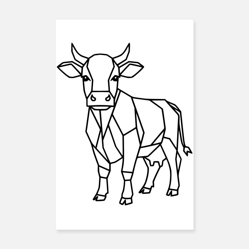 Contour géométrique de vache low poly Poster 20 x 30 cm